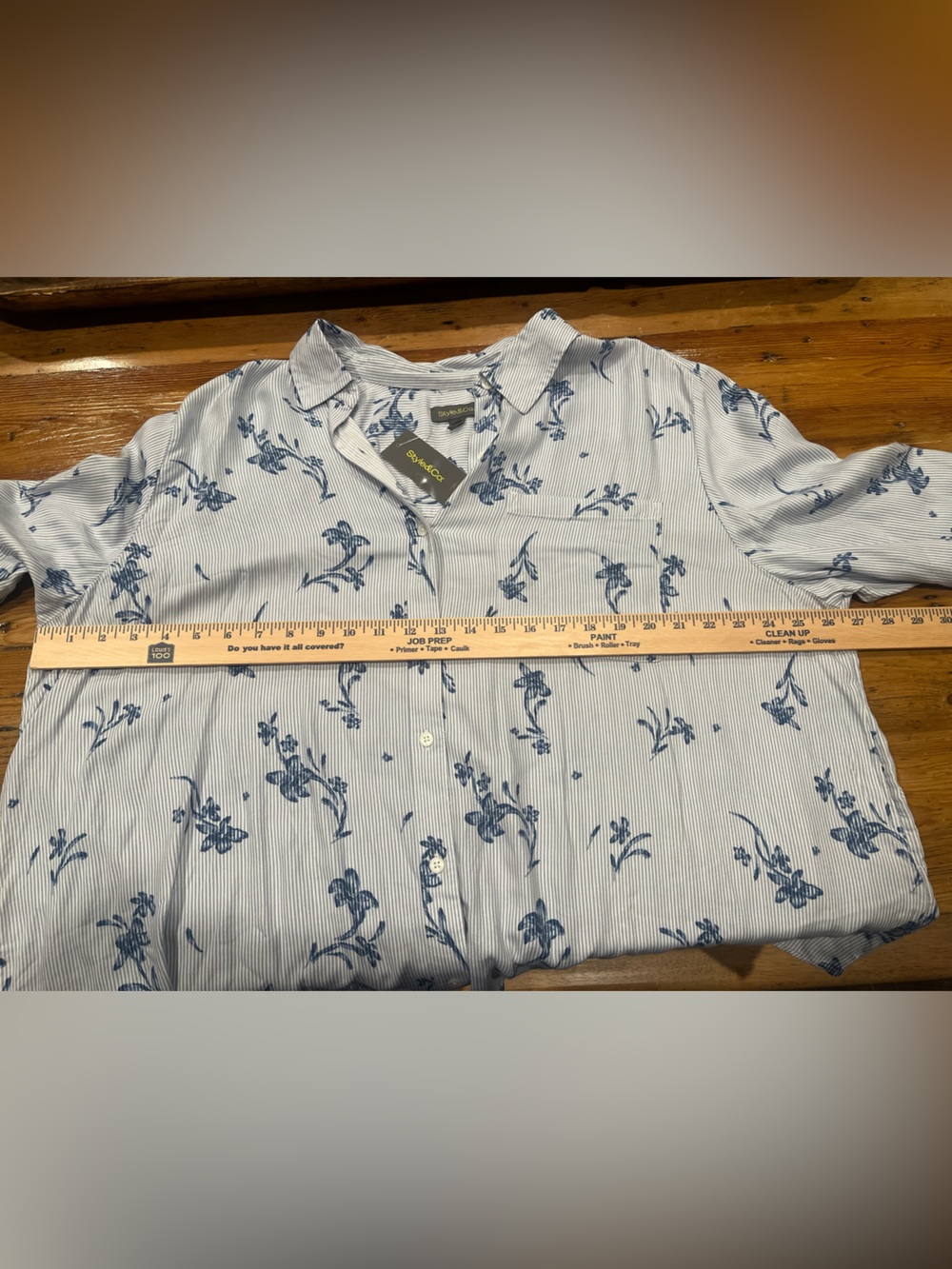 Preppy Blue Stripe & Floral Button-Down Shirt for Women NWT - Picture 9 of 9